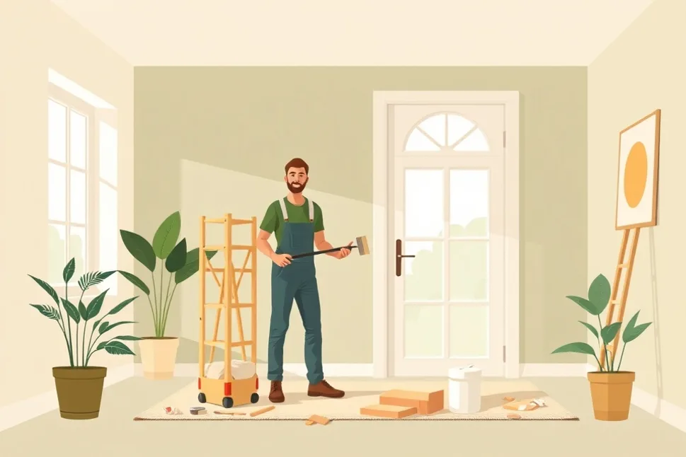Intérieur rénové après travaux de peinture à Ifs