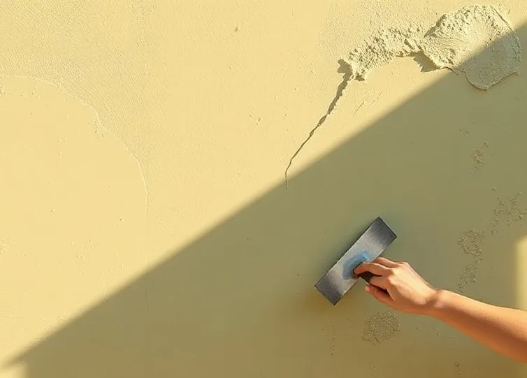 Application d'un enduit décoratif à la lisseuse sur un mur